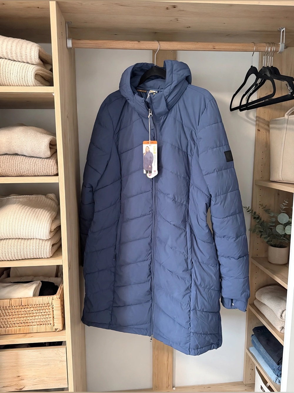 Lole Women’s Hooded Puffer Coat in Dusty Blue
